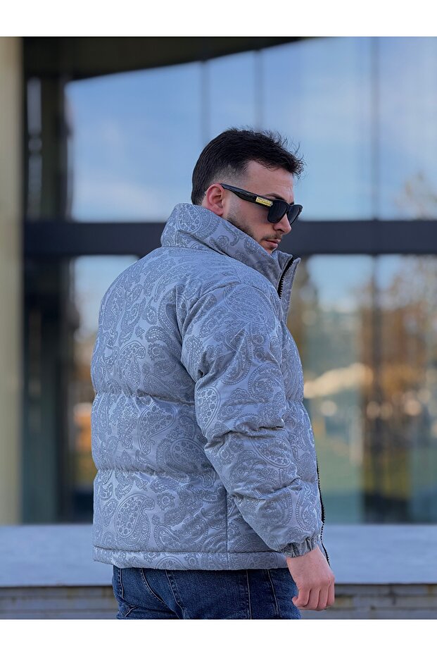 Men's Patterned Inflatable Coat - 5