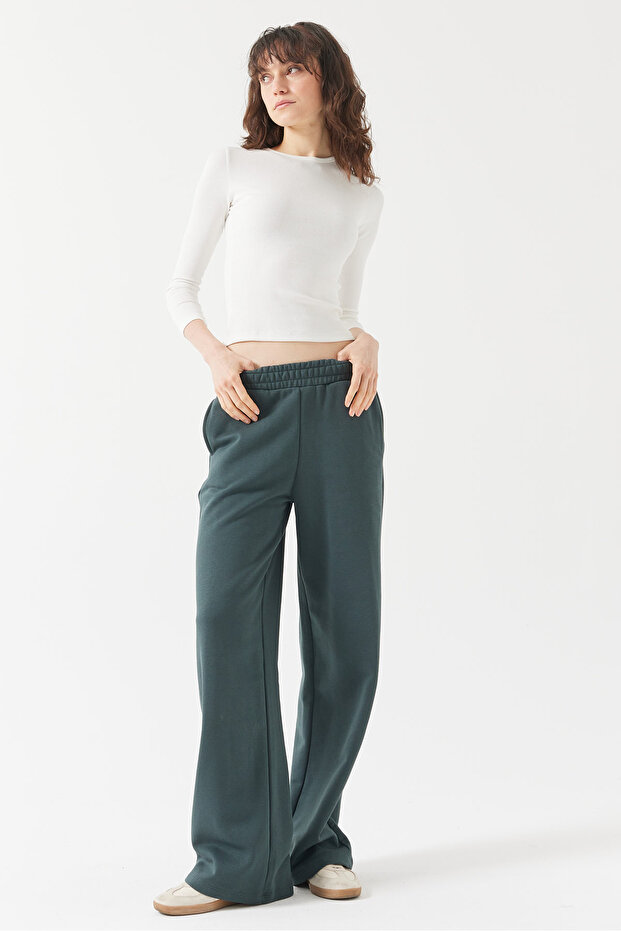 Kadın Beli Lastikli Basic Sweat Pantolon - 1