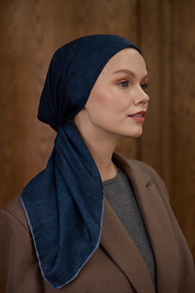 Winter Bloom Soft Eşarp Lacivert - 3