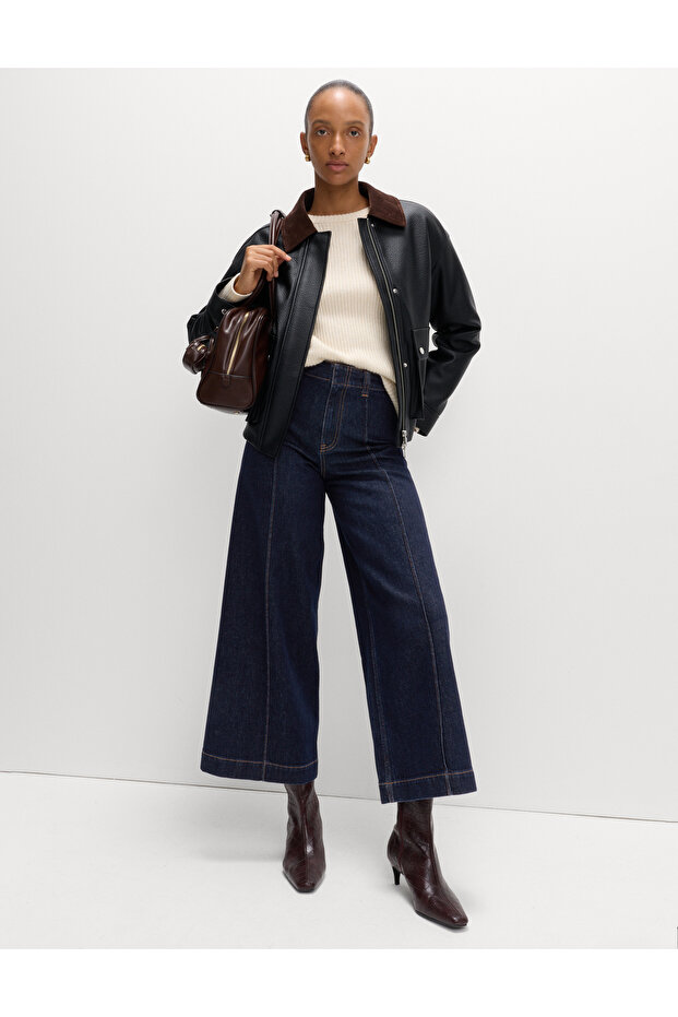 Dikişli Geniş Paça Jean - 3