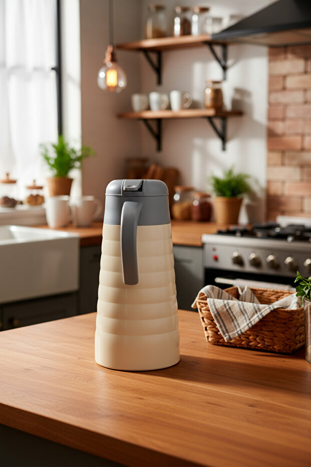 Nora 2 Litre Çelik Termos Krem - 3