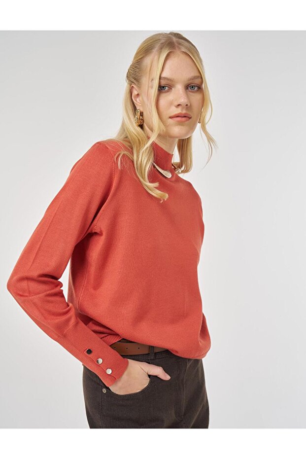 Basic Viskon Triko Kazak Kiremit - 7