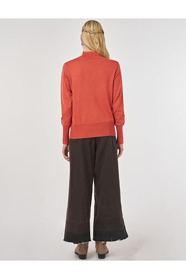 Basic Viskon Triko Kazak Kiremit - 5