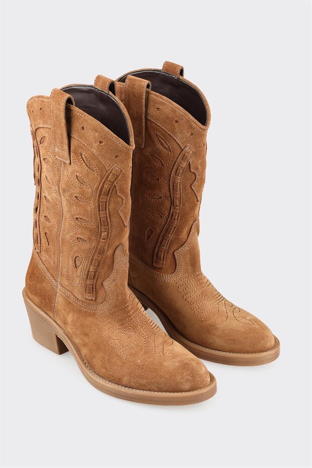 Taba Deri Kadın Western Bot - 2