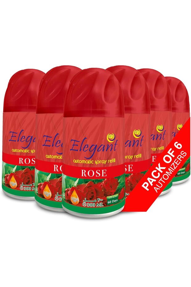Elegant Automatic Spray Refill – Rose – 300ML – Pack of 6 – Air Freshener Refill