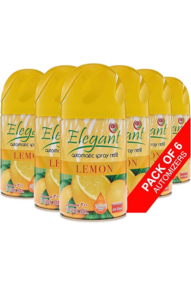 Elegant Automatic Spray Refill – Lemon – 300ML – Pack of 6 – Air Freshener Refill