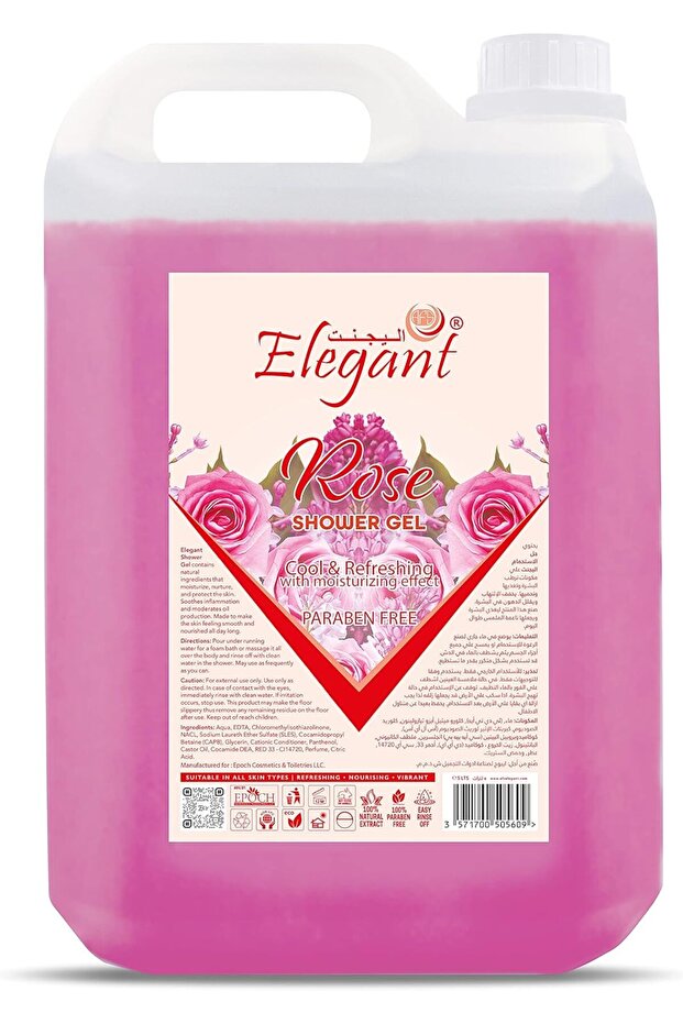 Elegant Shower Gel Refill | Rose | 5 Liter | Paraben Free | Cool And Refreshing