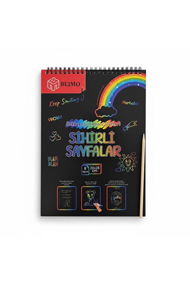A4 Ringbound Scratch Rainbow Magic Notebook 10 Sheets 8 Sheets of 20 X 28 Cm.