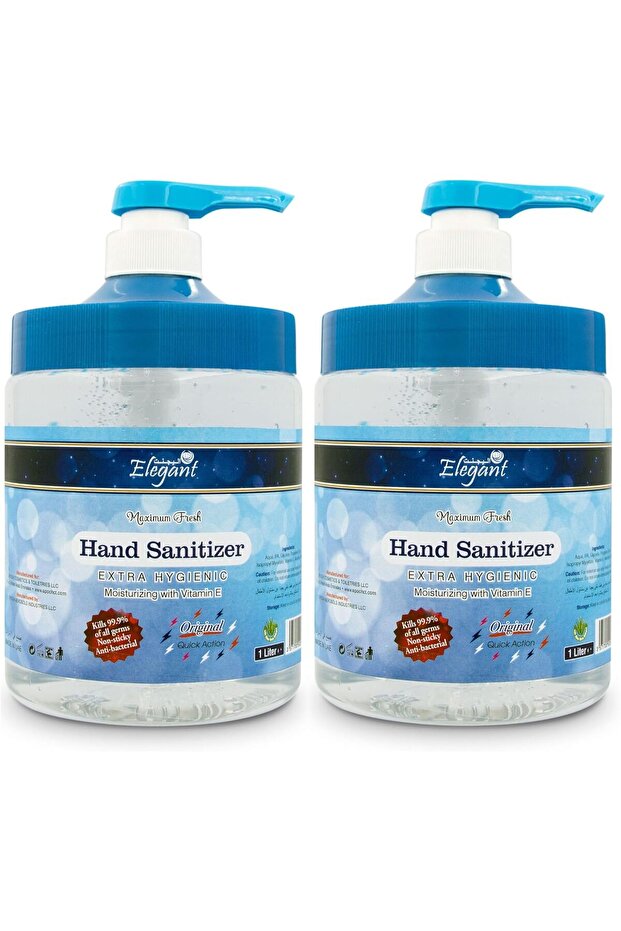 Elegant Hand Sanitizer Gel – 1 Liter – Pack of 2 (Value Pack) – 70% IPA – Moisturizers & Vitamin E