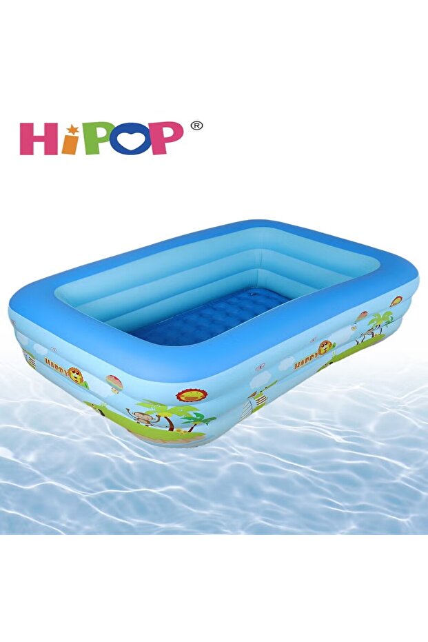 Rectangle Non-Slip Kid Swimming Pool with Inflatable Elastic Base,External Diameter 130cm,Inflatable - 1