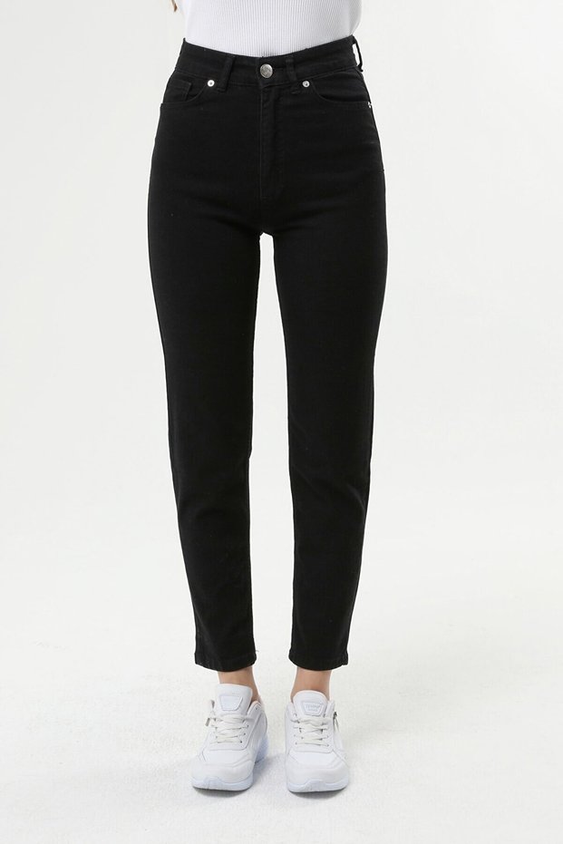 Baski Women's Black Colorfast Mom Jean Women's Boyfriend High Waist Power Lycra