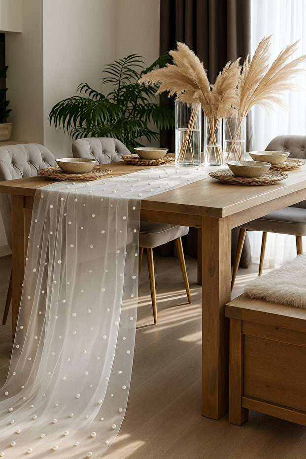 Decorative Pearl White Tulle |   80 X 300 |   Wedding / Engagement / Organization / Bride
