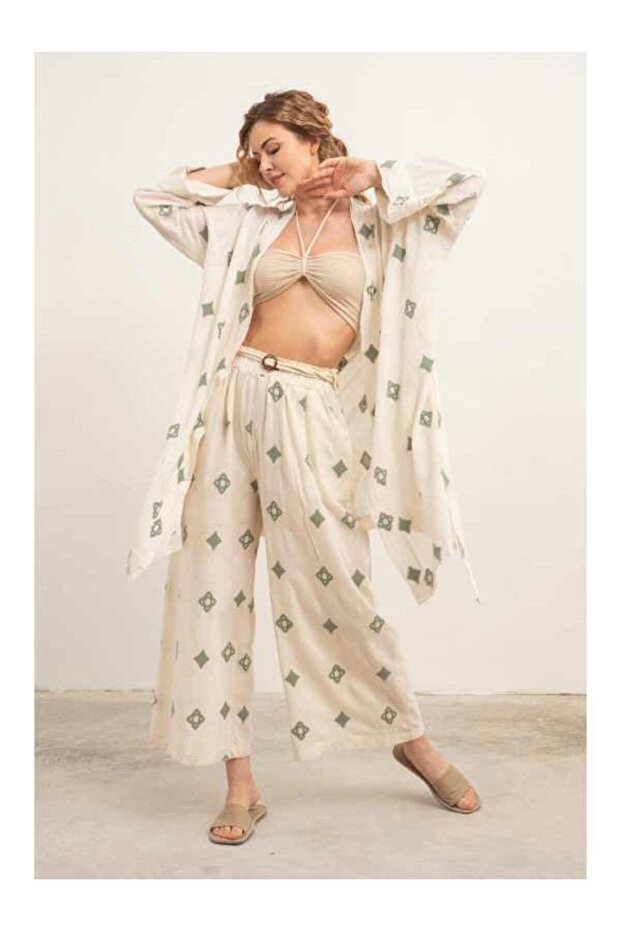 Bordered Kimono Mint - 4