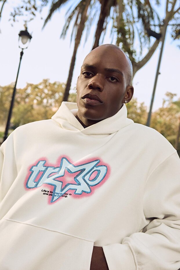 Baskılı kapüşonlu sweatshirt - 4