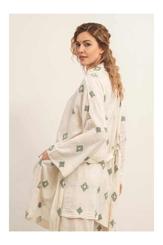 Bordered Kimono Mint - 5