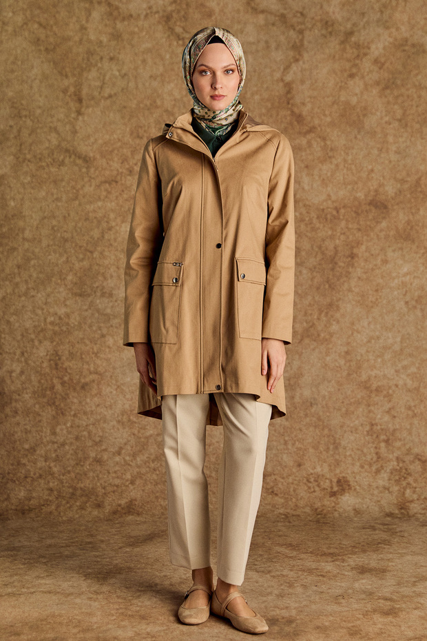 Çıkarılabilir Kapüşonlu Pamuklu Kap - 3