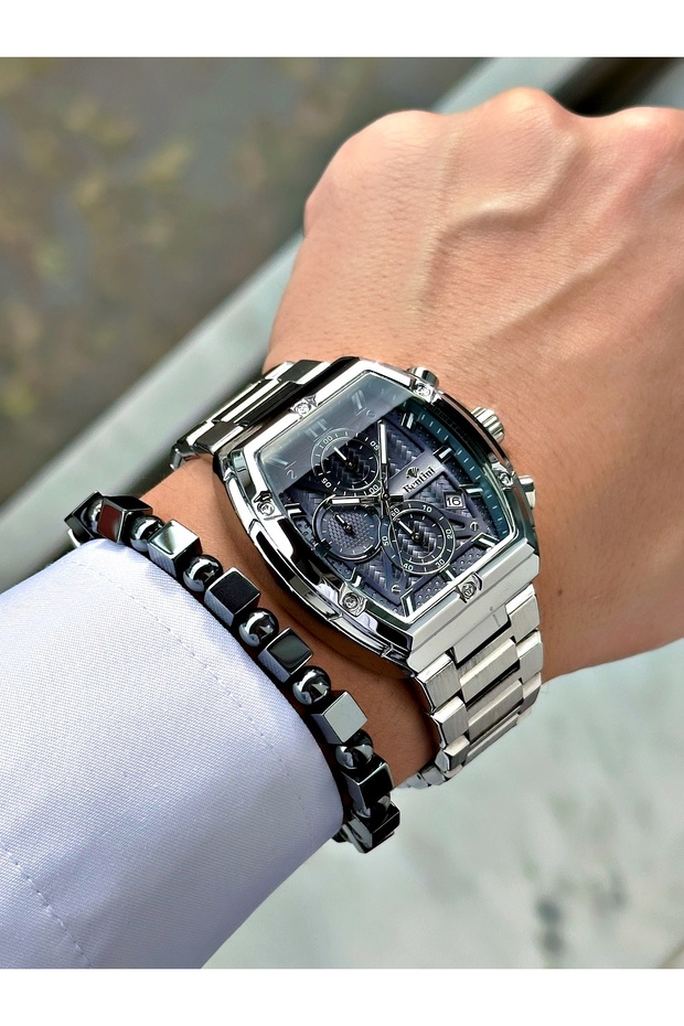 ساعة رجالية بتصميم مستطيل ووظائف متعددة - 4