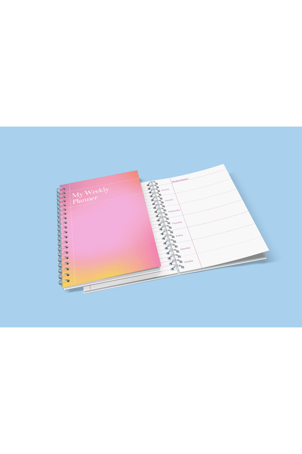 دفتر ملاحظات إيدي A5 للتخطيط الأسبوعي باللون الوردي - 4