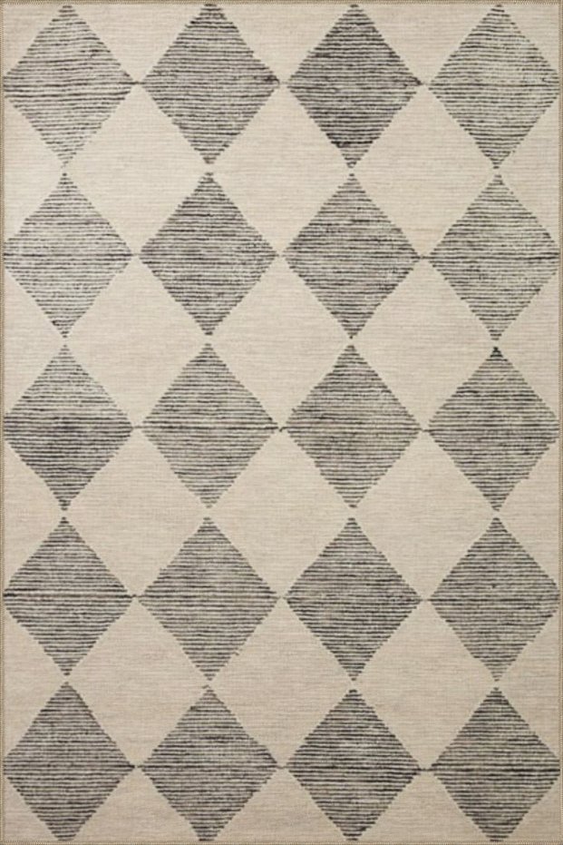 Gray Cream Baklava Geometric Woven Base Washable Carpet Miravip9095