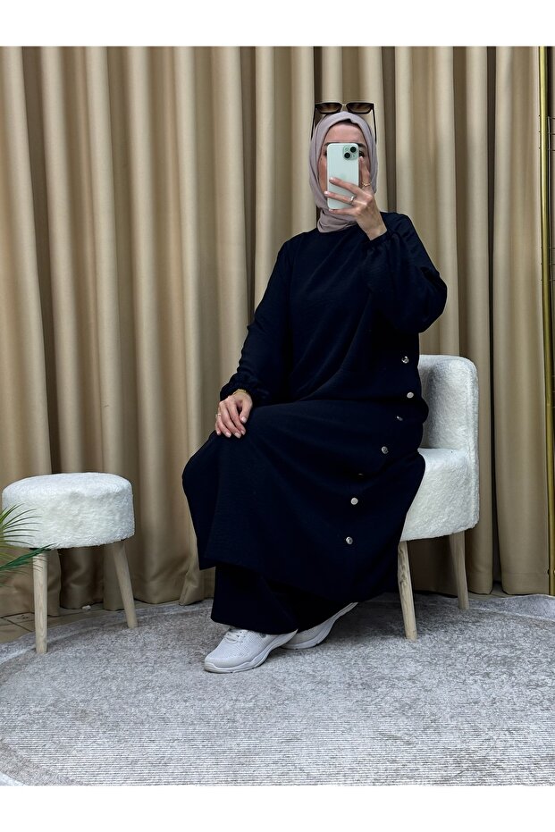 SNAP BUTTON TUNIC PANTS SET - 2