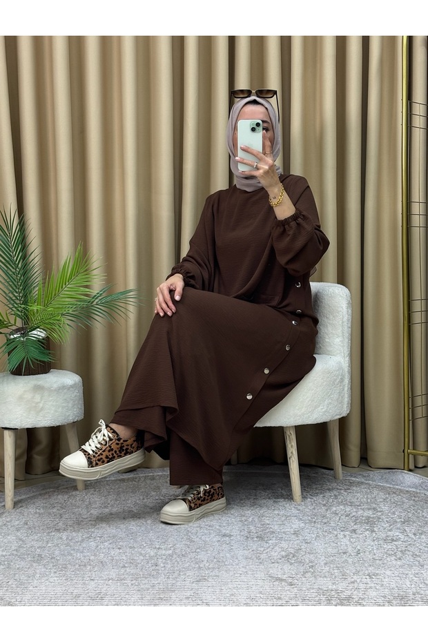 SNAP BUTTON TUNIC PANTS SET - 2