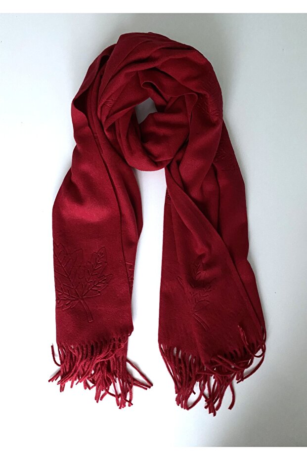 Large Leaf Patterned Winter Shawl - 4