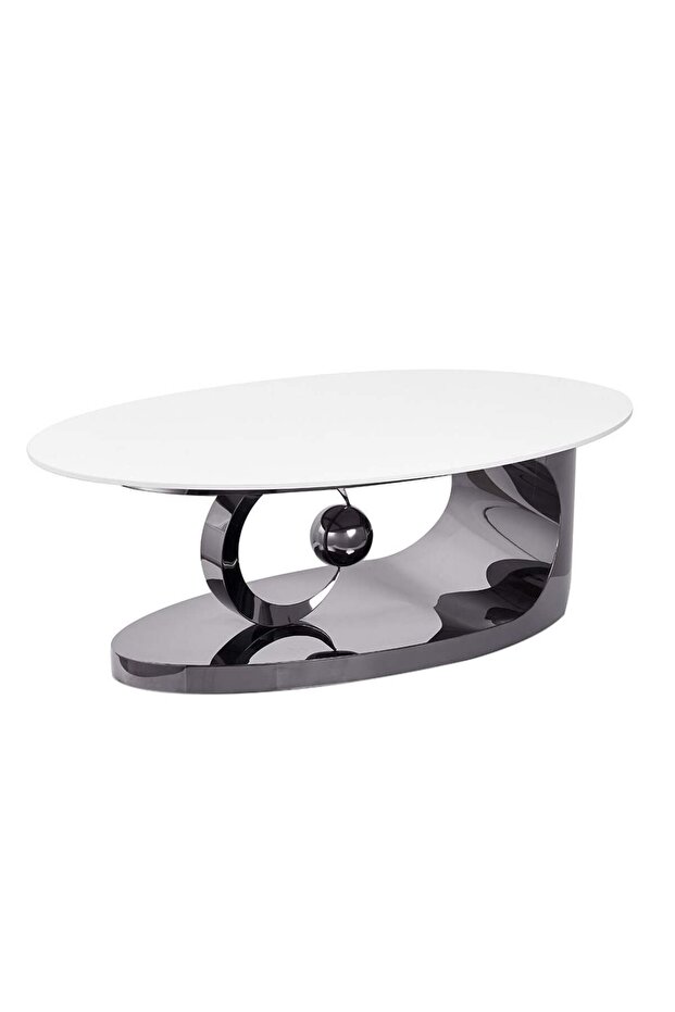 Princetown Sintered Stone Top Coffee Table - White/Black Titanium, 120x70x41cm, 2-Year Warranty
