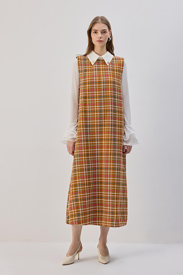 Shirt Collar Tweed Dress