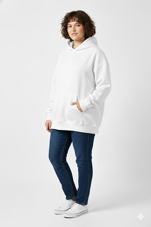 Unisex Hooded Sweatshirt Battal - Large Size Sweatshirt
