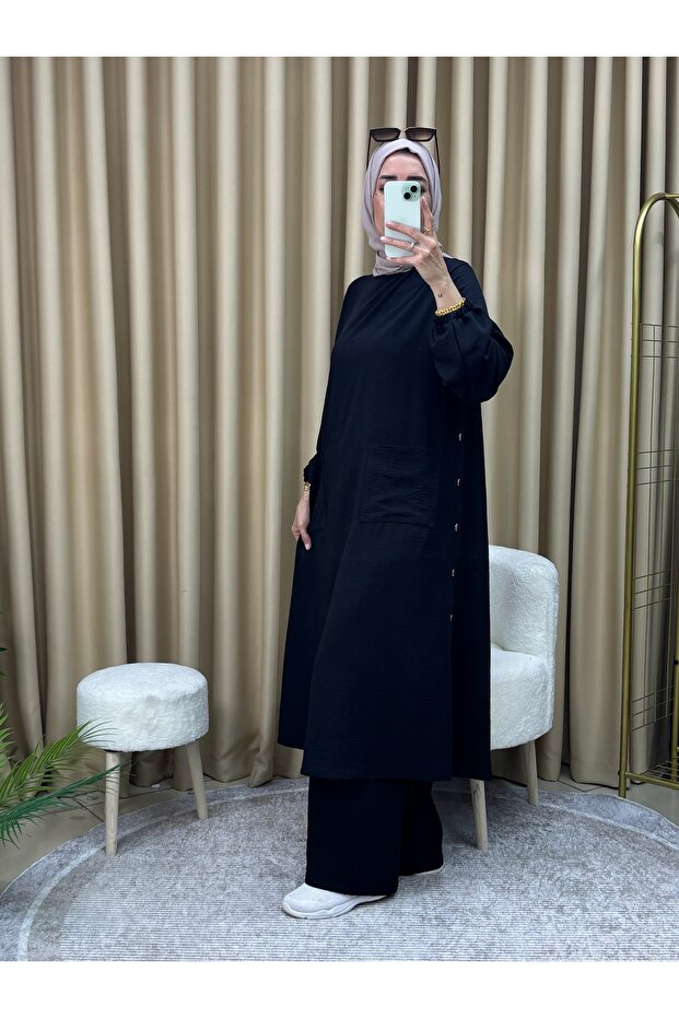 SNAP BUTTON TUNIC PANTS SET - 3