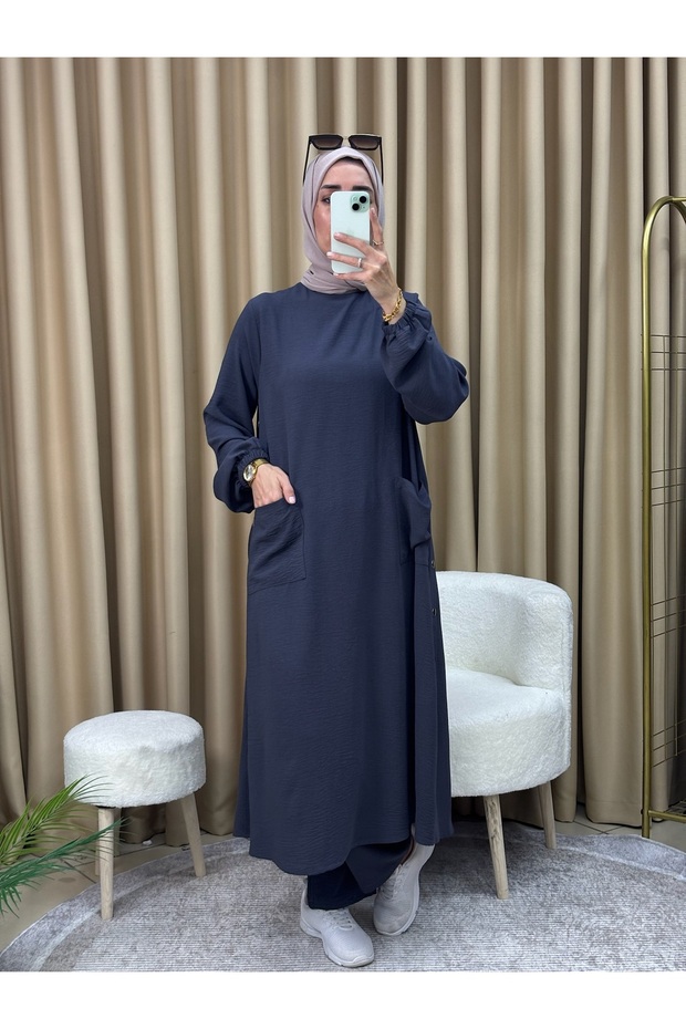 SNAP BUTTON TUNIC PANTS SET - 1