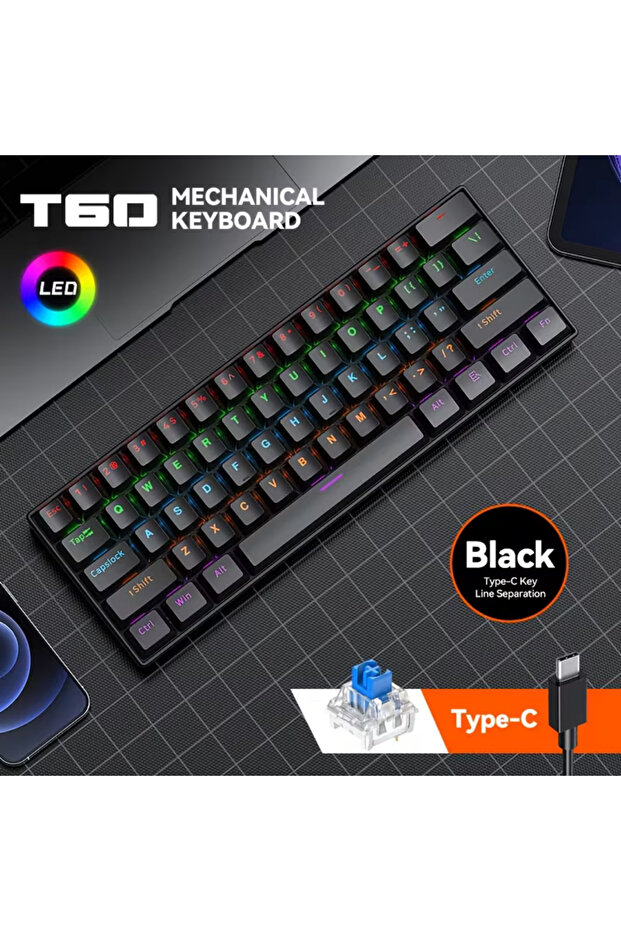 XİRA RGB Mini Mekanik Klavye | Blue Switch | Type-C Bağlantı | Hot-Swap Destekli
