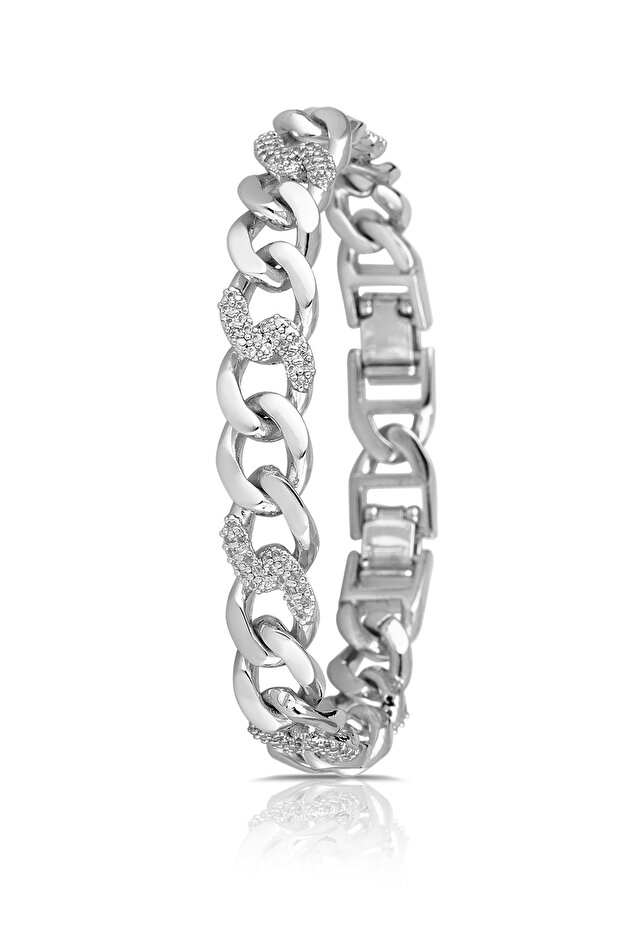 Ring Chain Model Women's Bracelet Silver Color Blk-M7046-G