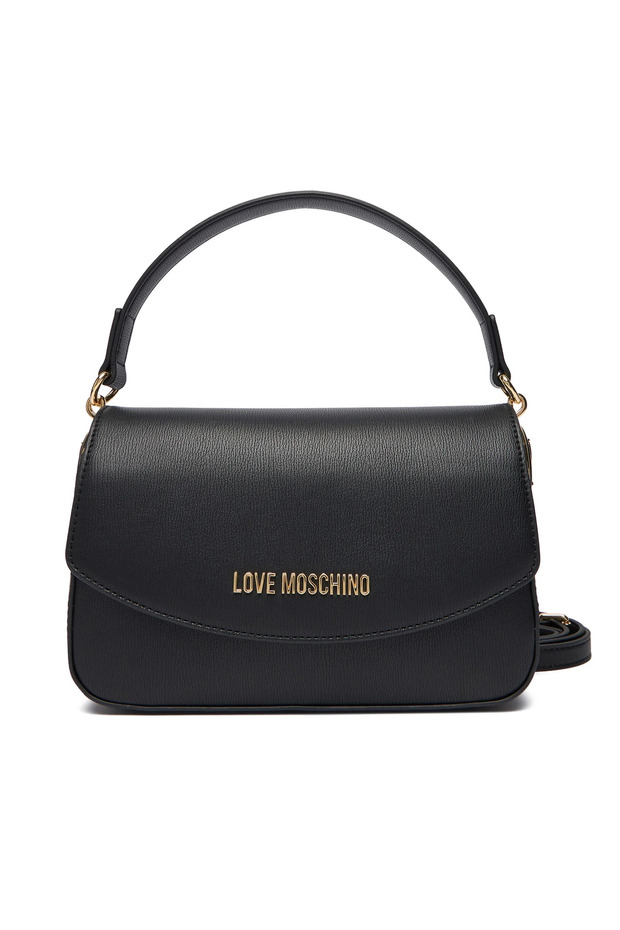 Women's Leather Metal Buckle Closure Adjustable Strap Black Shoulder Bag