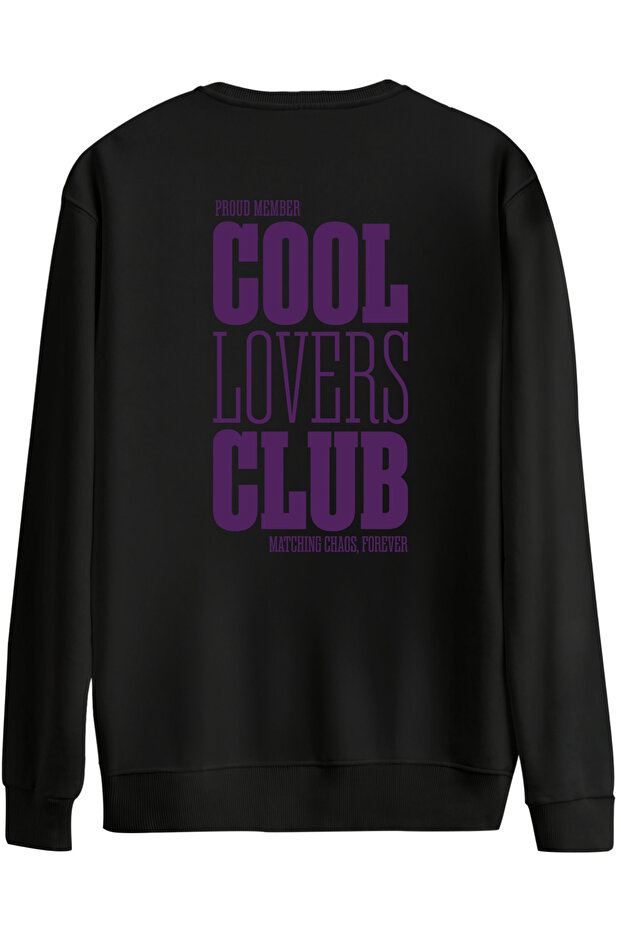 سويت شيرت Cool Lovers Club مطبوع برقبة دائرية قصة فضفاضة
