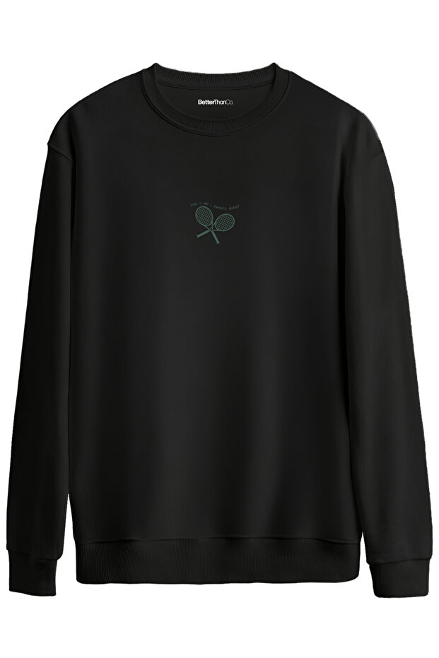 Tennis Date Printed Crew Neck Oversized Sweatshirt