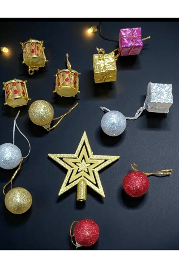 Mixed Christmas Tree Ornament and Top Star Set of 11