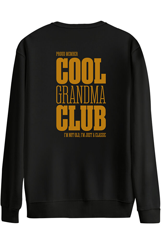 Cool Grandma Club Printed Crew Neck Oversized Sweatshirt