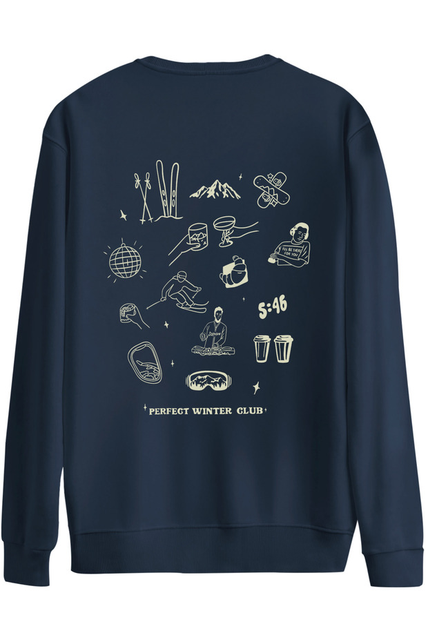 Winter Club Printed Crew Neck Oversized Sweatshirt