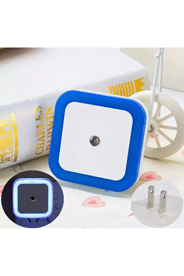 Sensor Night Light Plug-In Square Night Lamp Smart Dusk to Dawn Sensor Lamps (Blue)