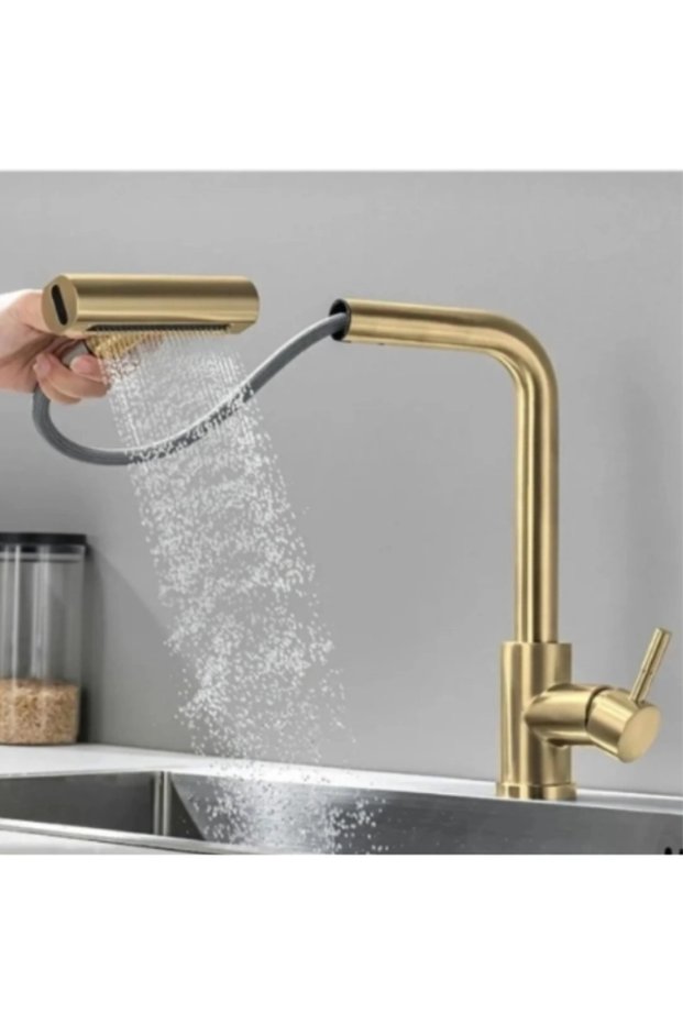 Functional Spiral Kitchen Faucet with Head Mat Gold