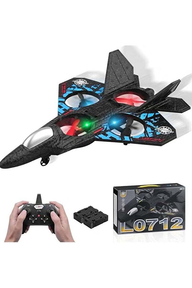 L0712 RC Fighter Jet Airplane Toy with Remote Control – 2.4GHz, Auto‑Hover & 360° Flip,