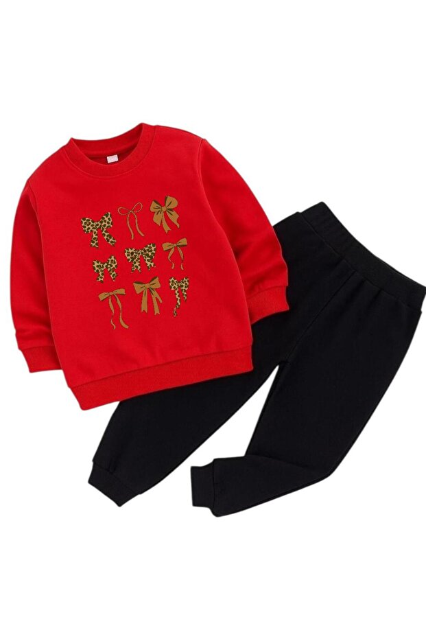 Ribbon Printed 3-Ply Children's Tracksuit Set