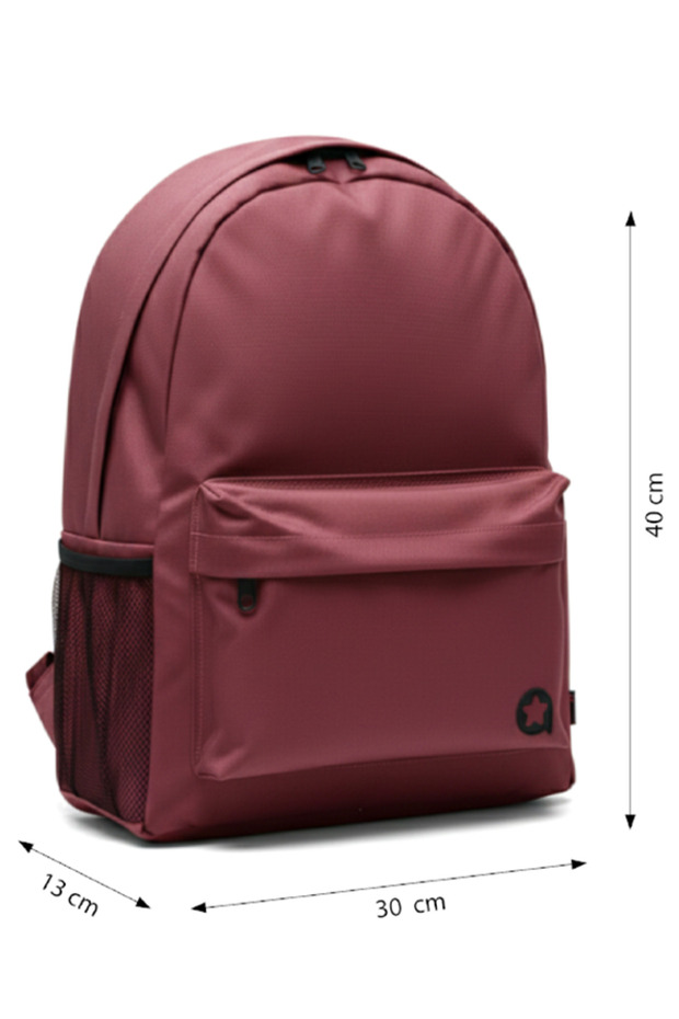 حقيبة ظهر ذات حجرتين باللون الأحمر الداكن - 5