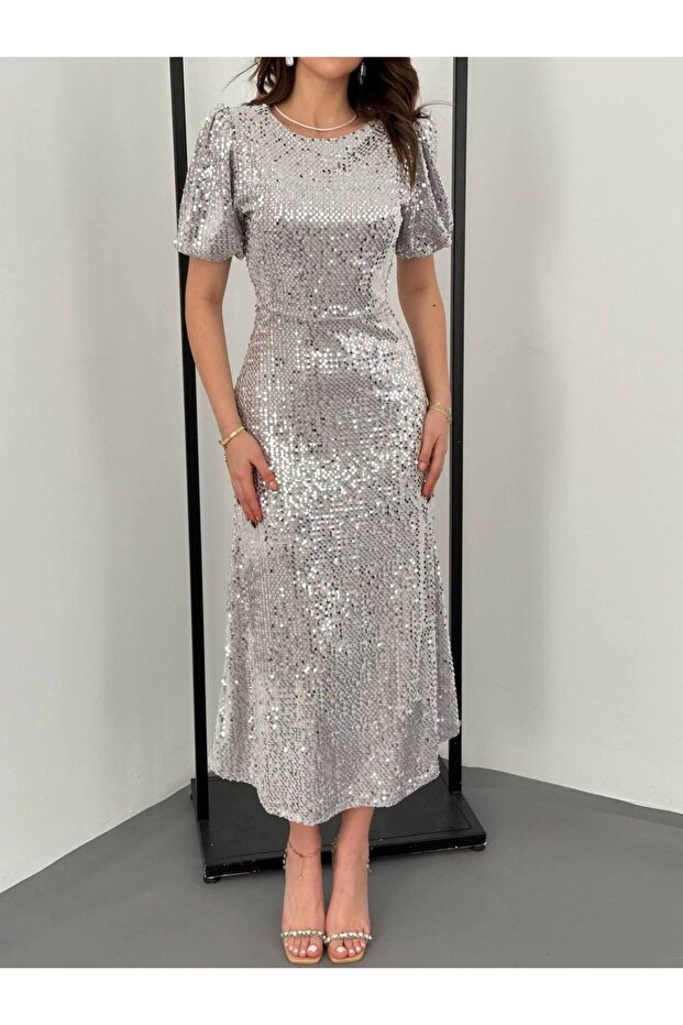 Kadın Midi Boy Pulpayet Elbise - 5