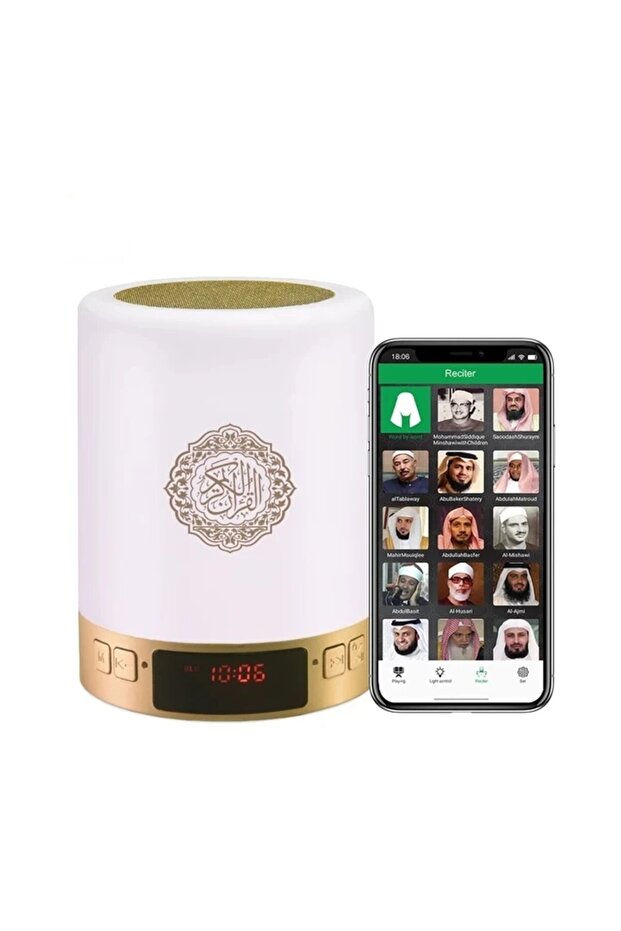 Touch Lamp Azan Clock Quran Speaker With Remote/Bluetooth/Smart Phone Application Control