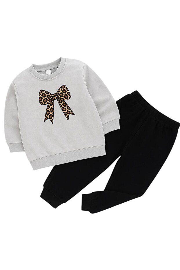 Leopard Ribbon Printed 3-Ply Children's Tracksuit Set