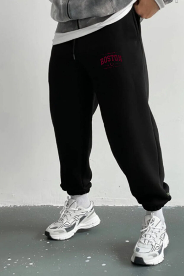 Men's Winter Boston Printed Cotton Leggings with Elastic Waistband