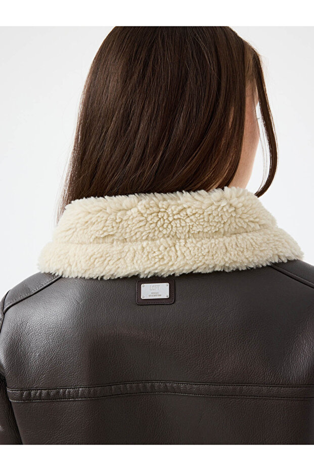 معطف نسائي طويل باللون البني Lf2040673 - 6