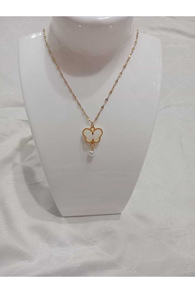 Butterfly Necklace with Pearl End